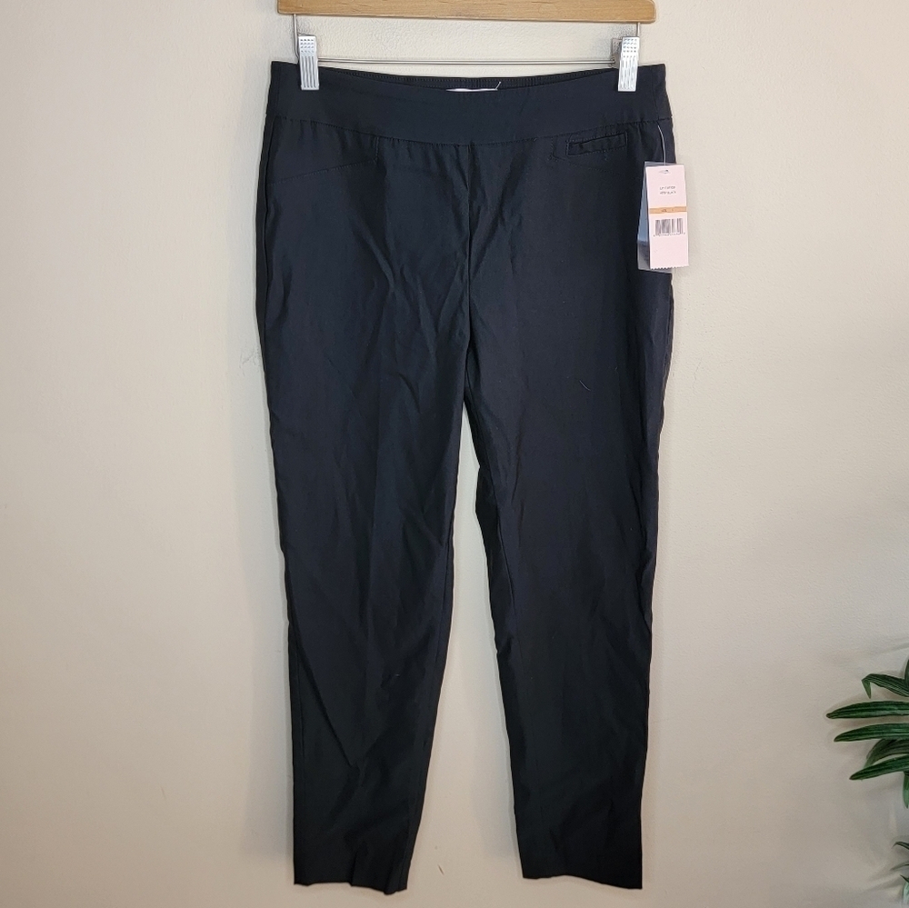 NWT Nanette Leopre Pull On Waist Black Slim Fit Cropped Ankle Pants Size Small